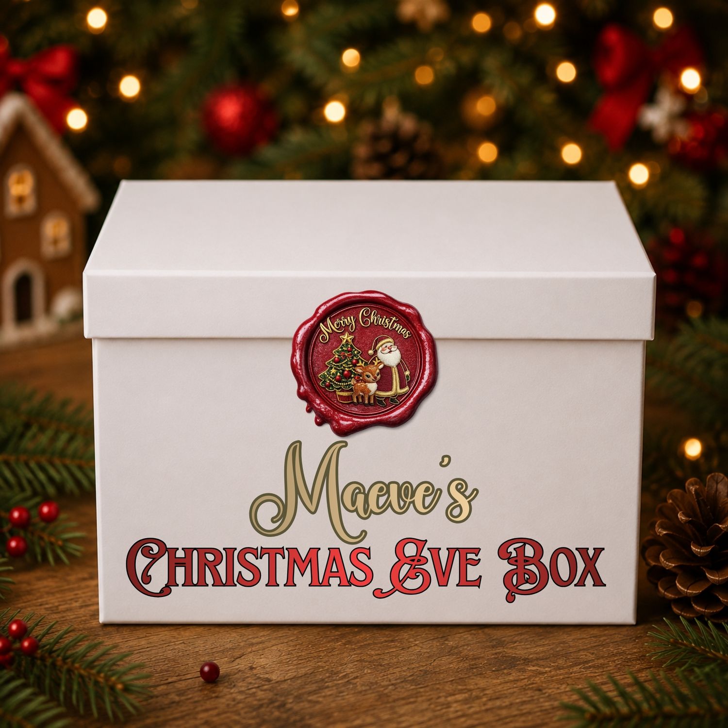 Santa Reindeer Christmas Eve Box Wax Seal DTF or UVDTF Decal