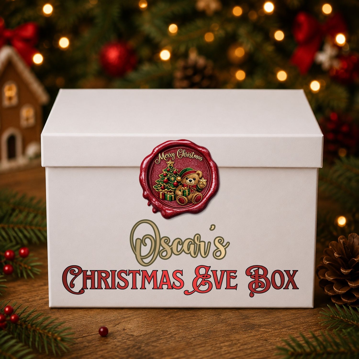 Traditional Ted With Dicky Bow Christmas Eve Box Wax Seal DTF or UVDTF Decal
