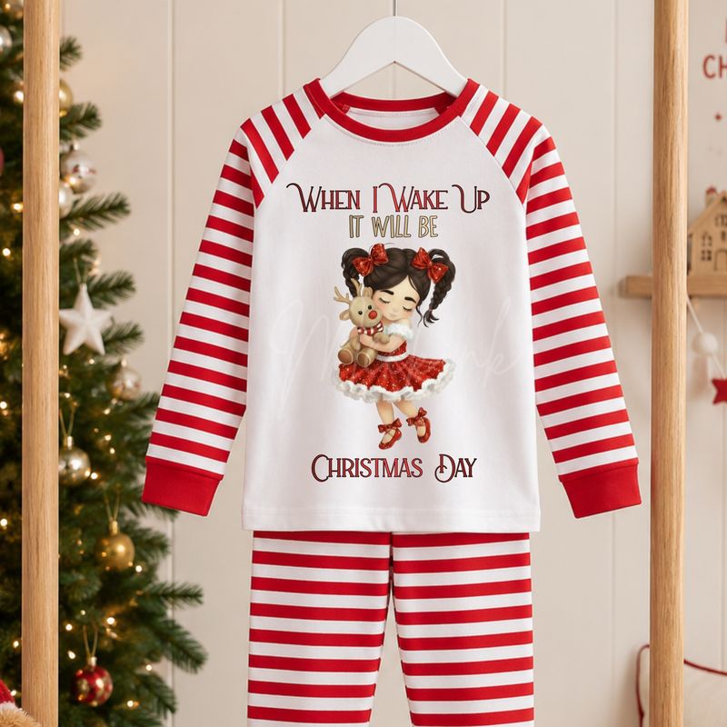 Santa Girl Cuddling Reindeer 2026 Design DTF or UVDTF Decal