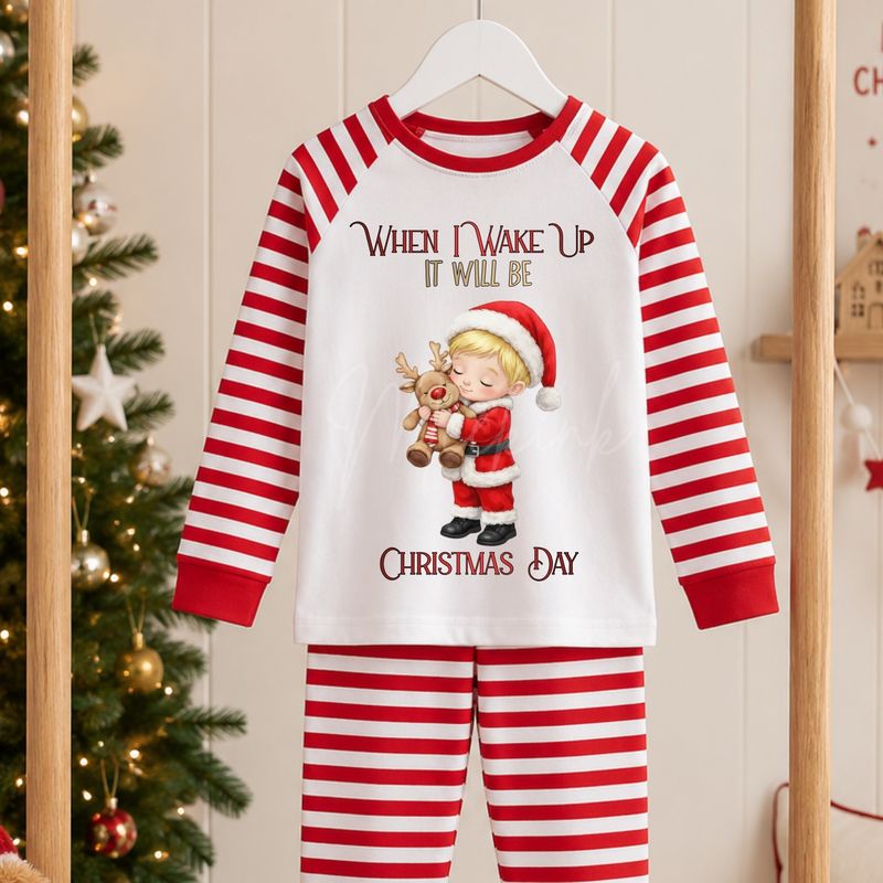 Santa Boy Cuddling Reindeer 2026 Design DTF or UVDTF Decal