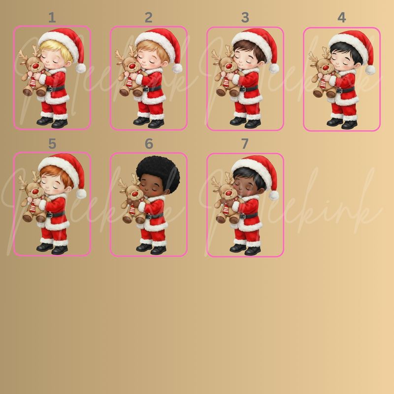 Christmas Girl &amp; Boy Cuddling Reindeer PNG DIGITAL DOWNLOADS x14