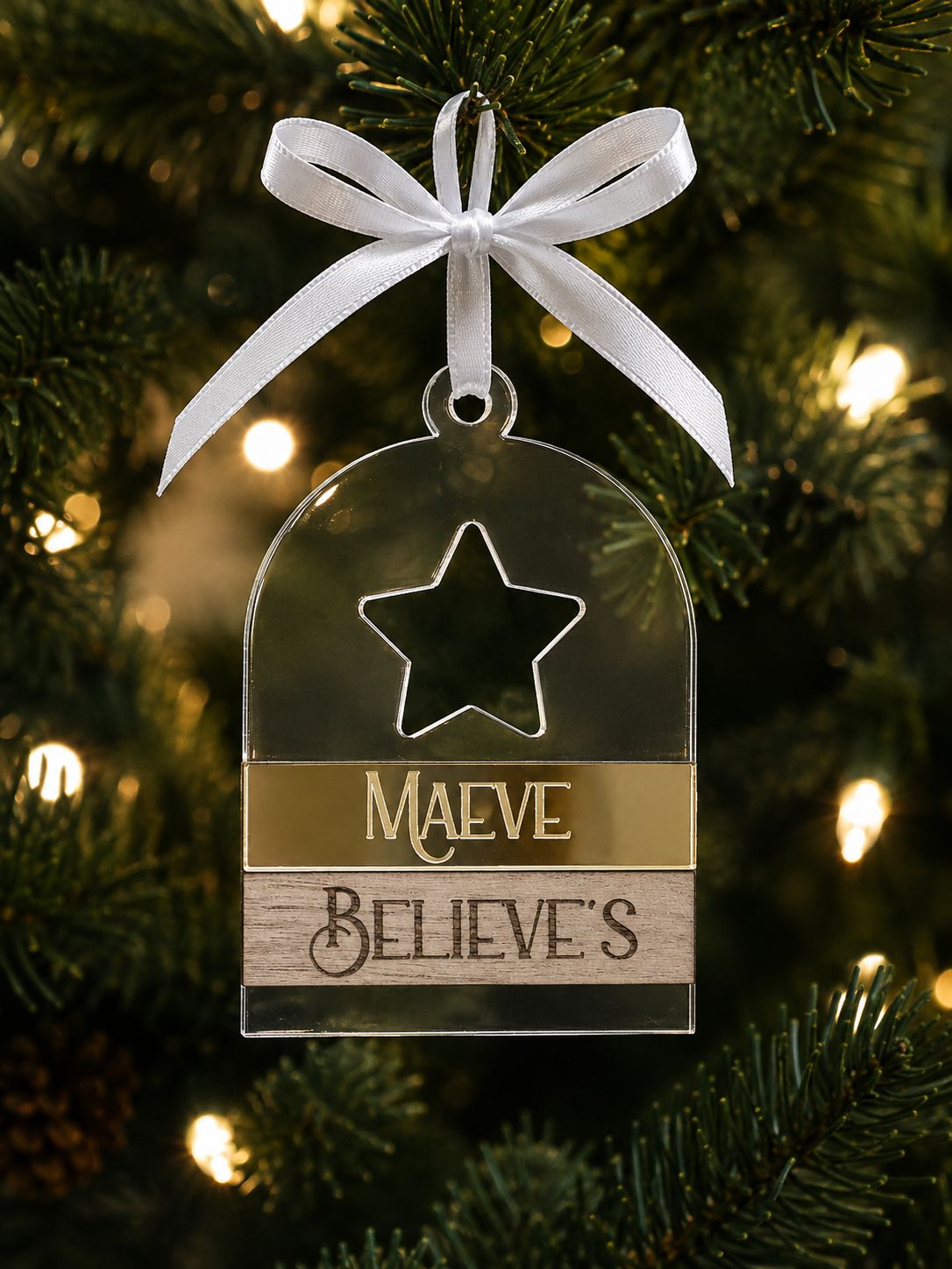 Personalised Glass Effect Acrylic Ornament Believes