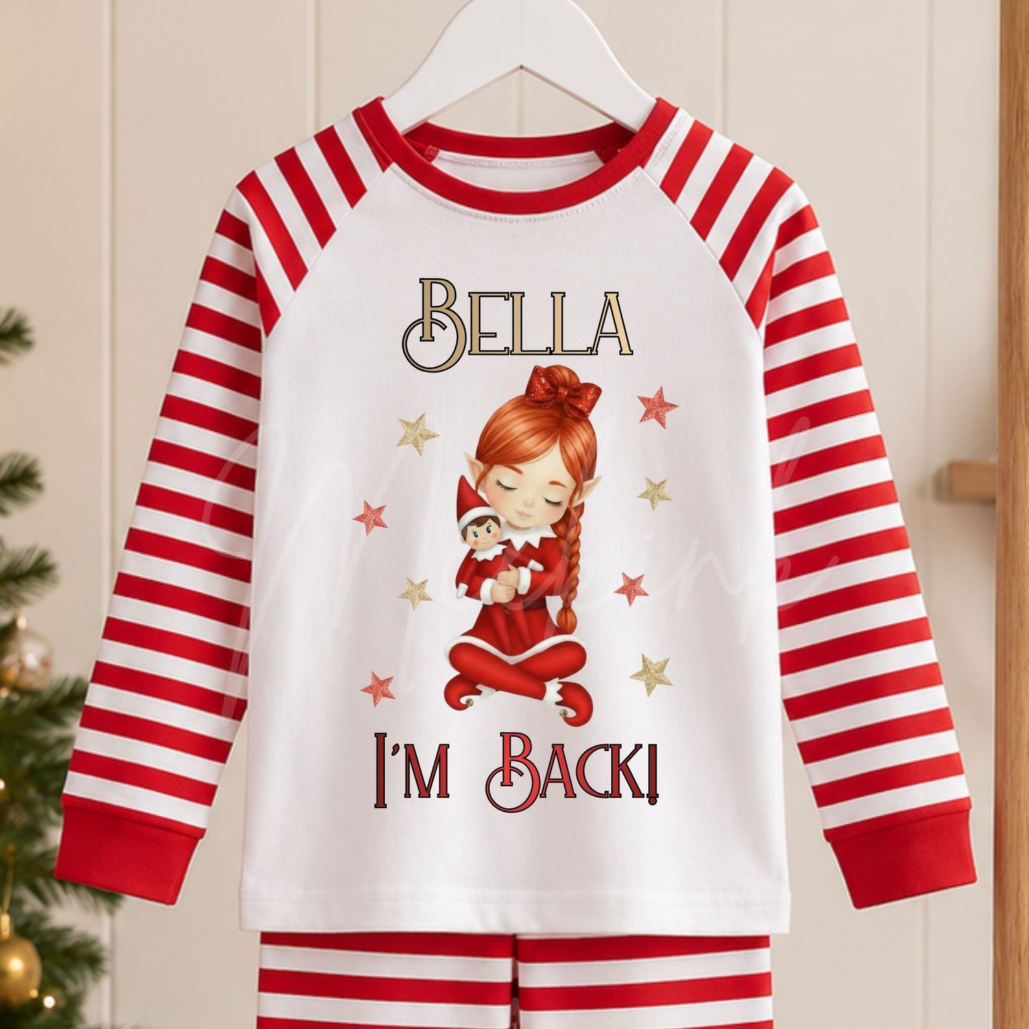 Elf &amp; Friend I'm Back Girl Sitting Plaited Hair DTF or UVDTF Decal
