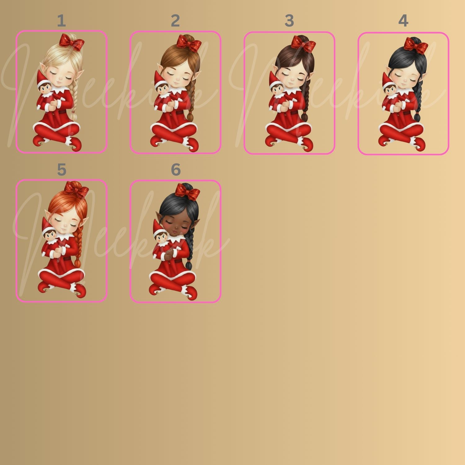 Elf &amp; Friend Magical Memories Girl Sitting Plaited Hair DTF or UVDTF Decal