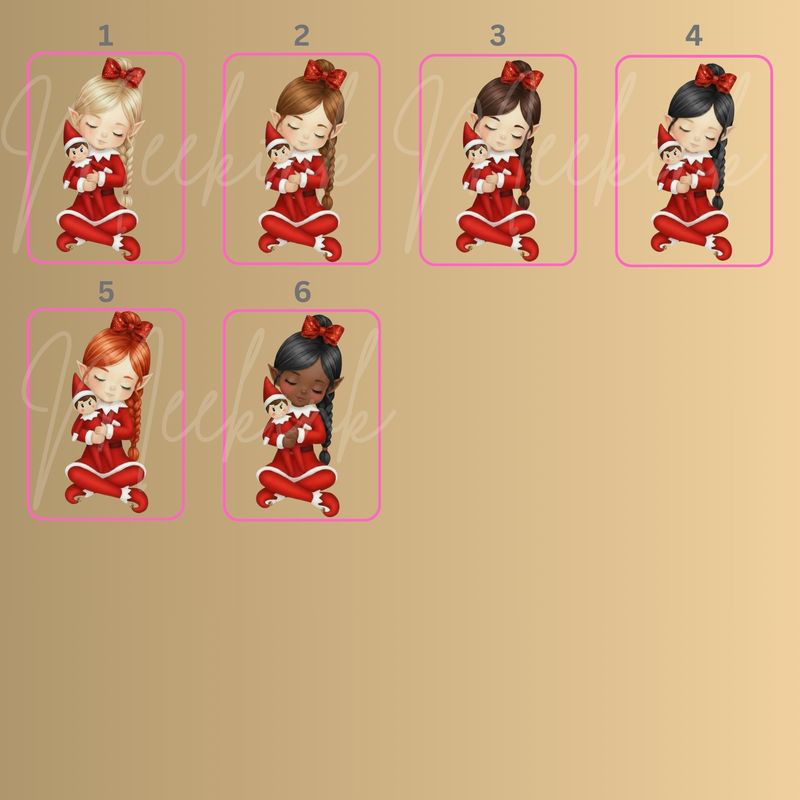 Elf &amp; Friend Magical Memories Girl Sitting Plaited Hair DTF or UVDTF Decal