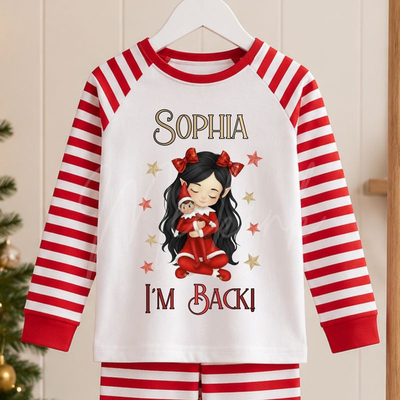 Elf &amp; Friend I'm Back Girl Sitting Wavy Hair DTF or UVDTF Decal