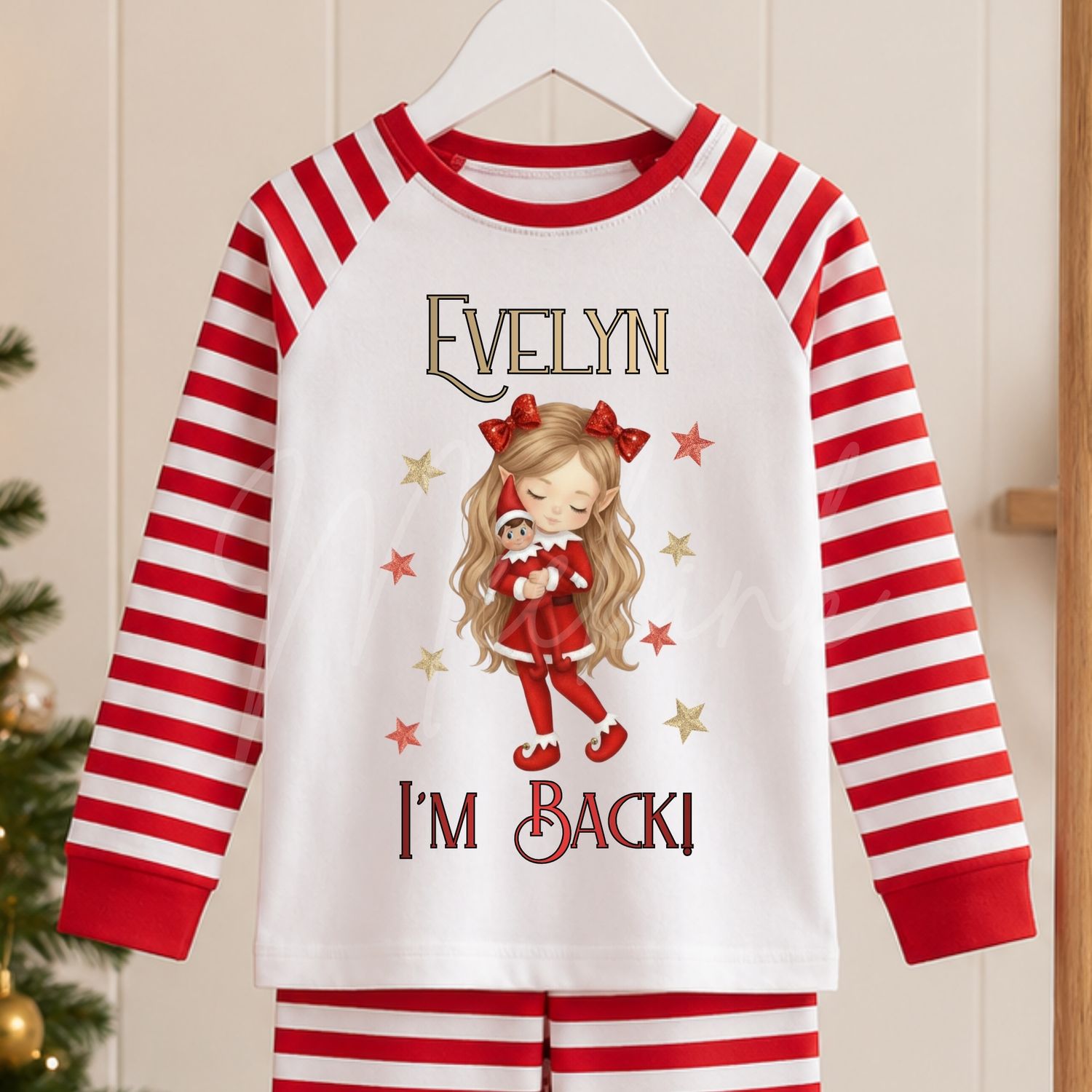 Elf &amp; Friend I'm Back Girl Standing Wavy Hair DTF or UVDTF Decal