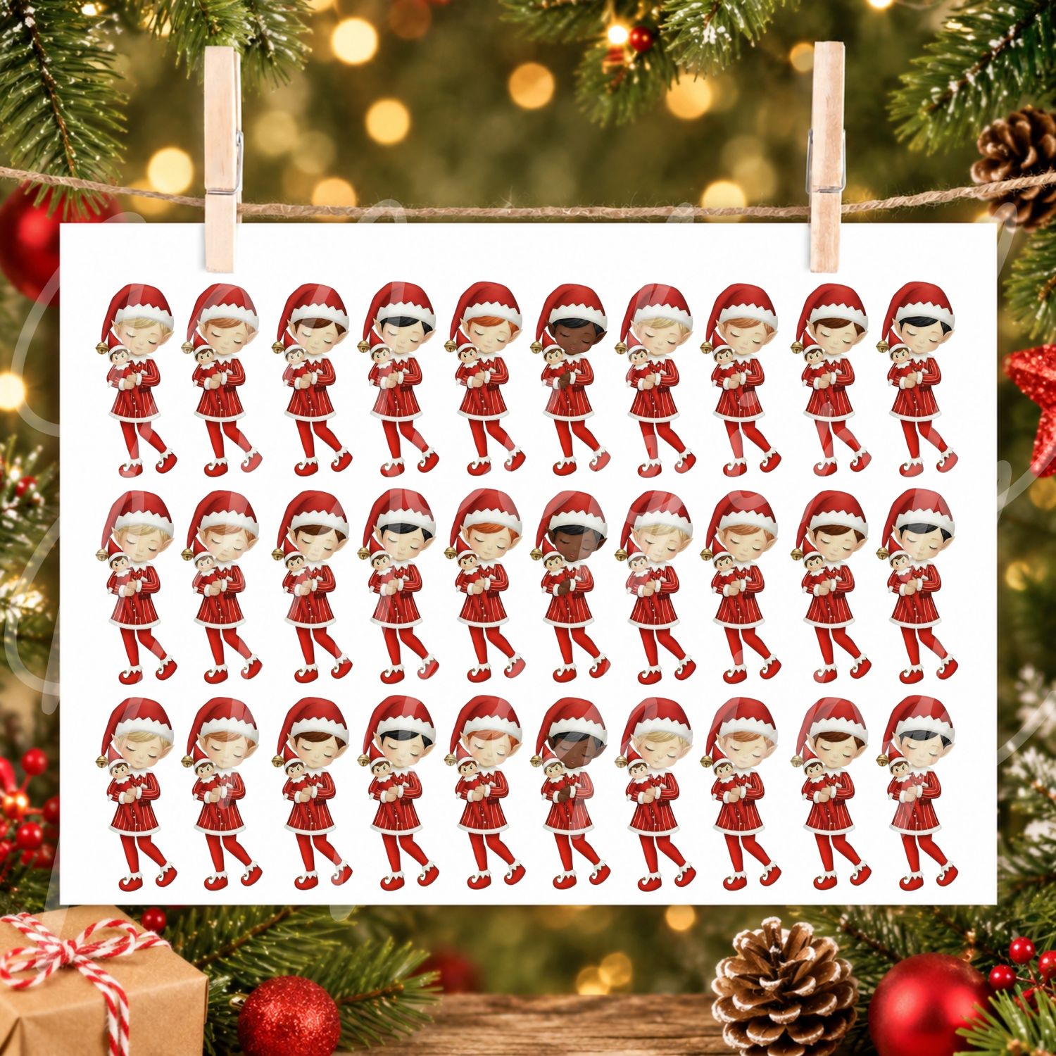 Elf &amp; Friend Boy Standing UVDTF or DTF Decals