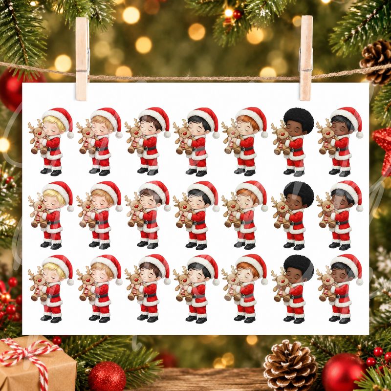 Reindeer Santa Boy UVDTF or DTF Decals Reindeer Santa Boy UVDTF or DTF Decals