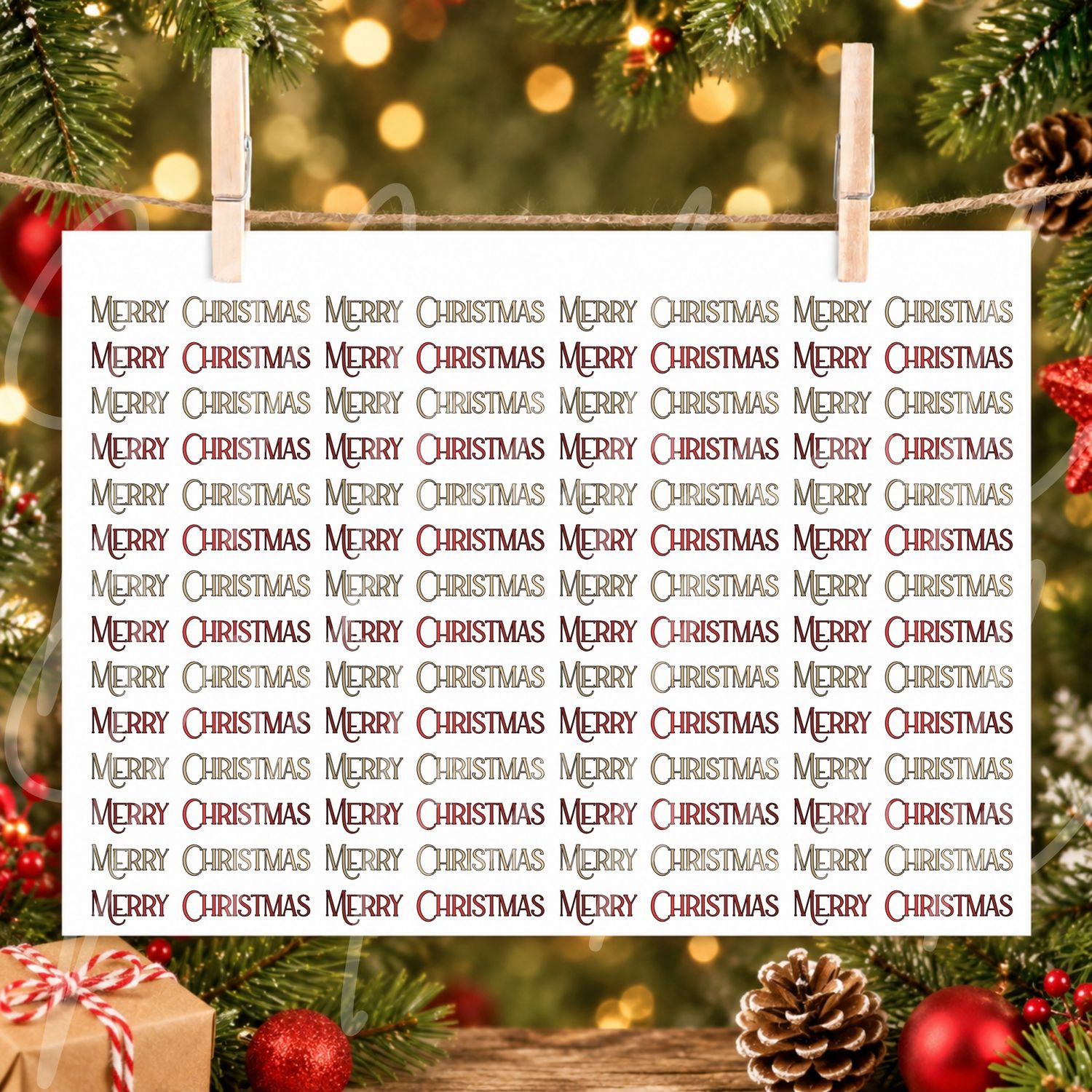 Merry Christmas Sheet UVDTF or DTF Decals