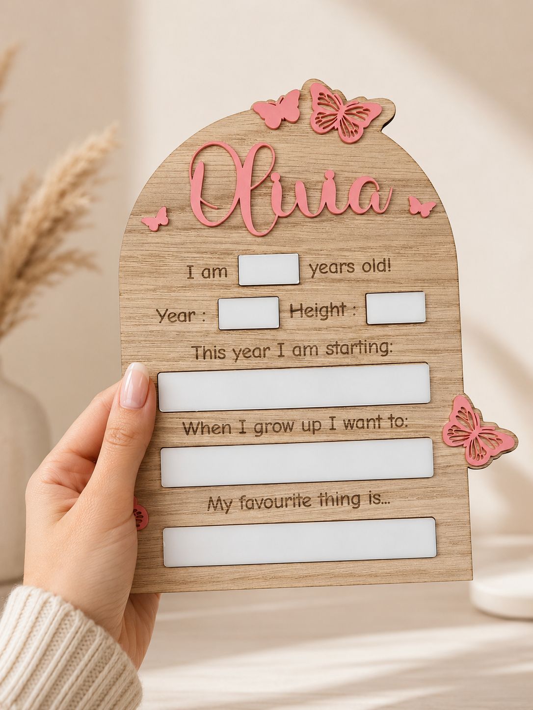 Back To School Butterfly Board 4mm Oak Veneer &amp; 3mm Acrylic