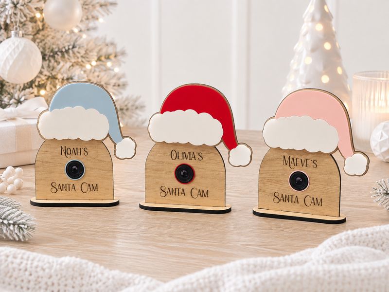 Santa Cam With UVDTF Lens... 4mm Oak Veneered &amp; Acrylic with stand