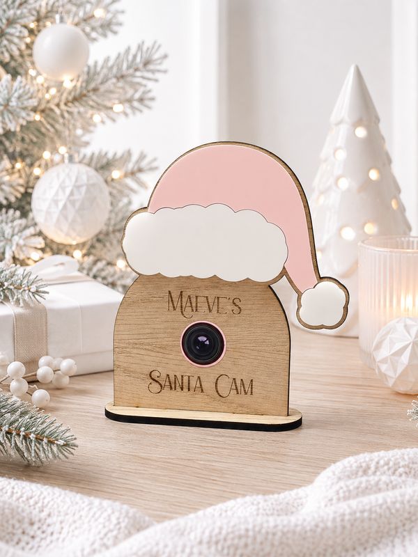 Santa Cam With UVDTF Lens... 4mm Oak Veneered &amp; Acrylic with stand