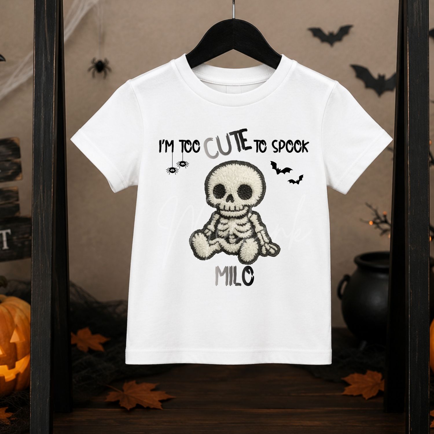 Too Cute To Spook Sitting Skeleton UVDTF or DTF Decal