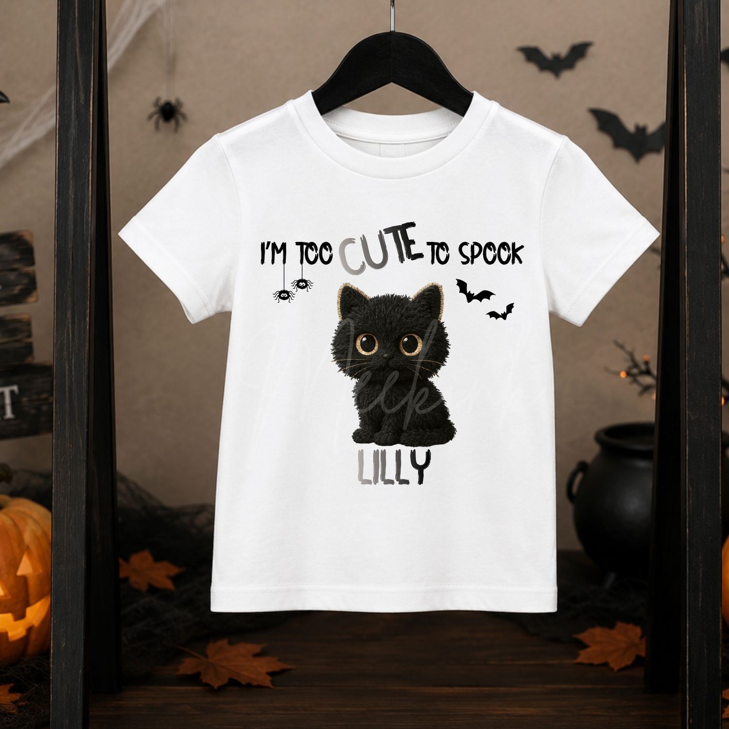 Too Cute To Spook Black Kitty UVDTF or DTF Decal