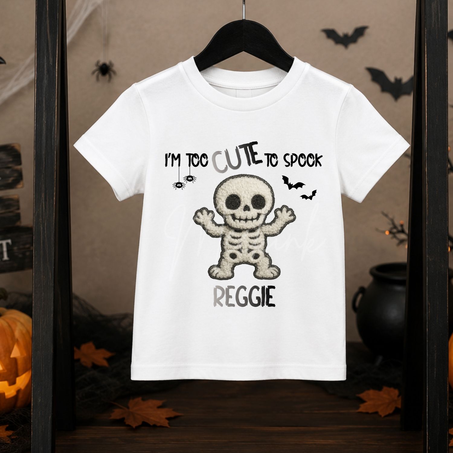 Too Cute To Spook Standing Skeleton UVDTF or DTF Decal