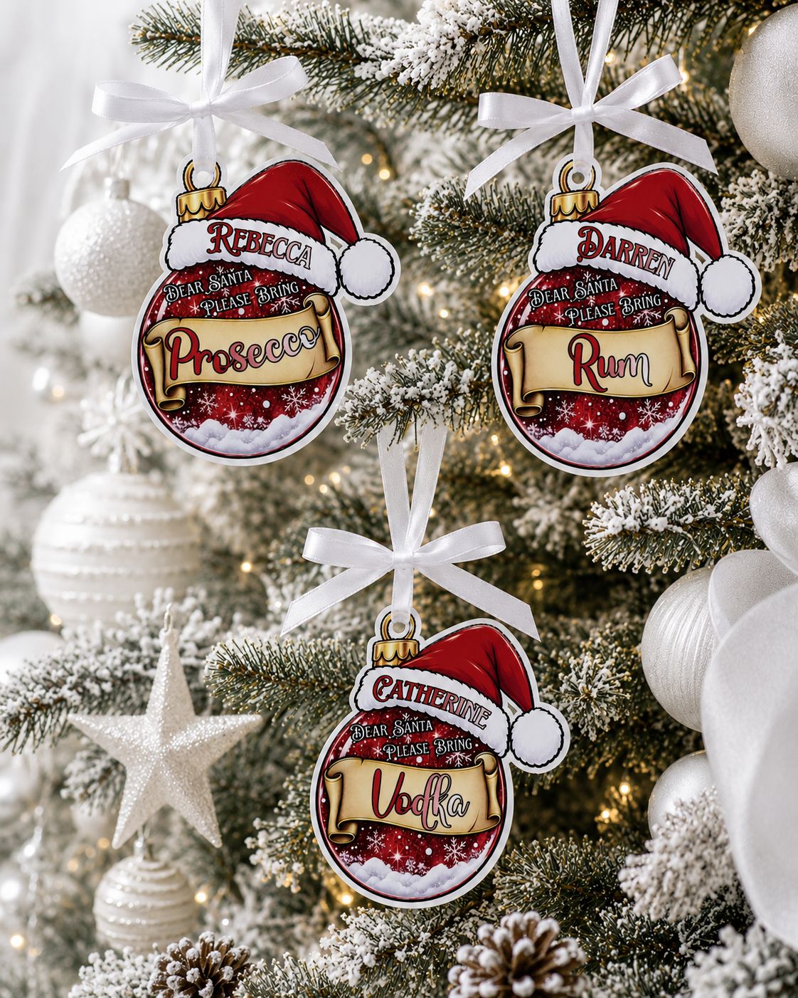 PRINT &amp; BLANK Christmas Bauble Alcohol Personalised UVDTF Decal &amp; Acrylic Blank