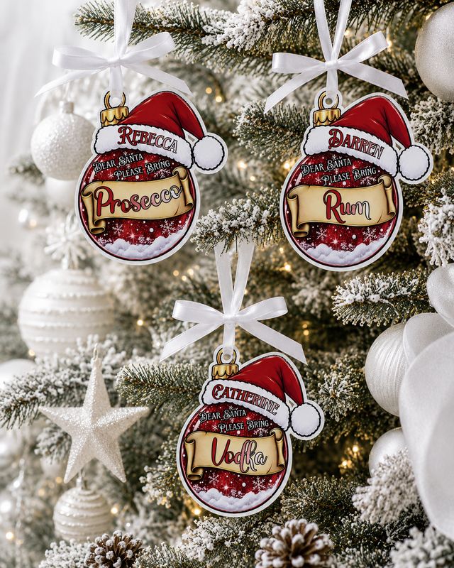 PRINT &amp; BLANK Christmas Bauble Alcohol Personalised UVDTF Decal &amp; Acrylic Blank