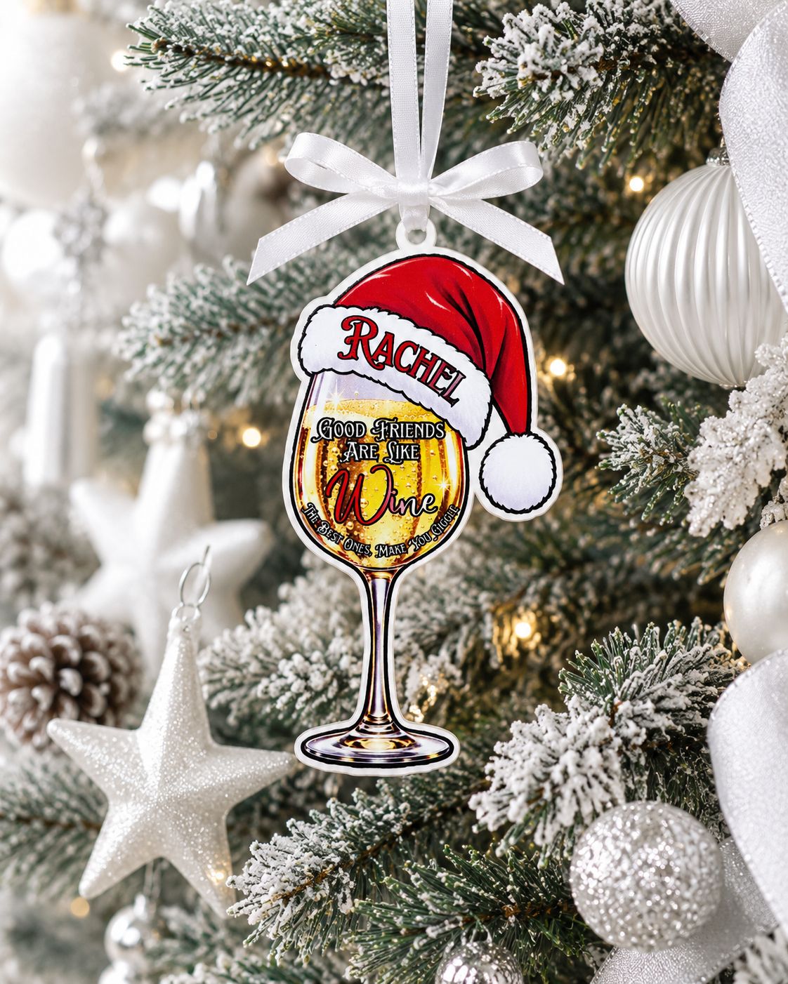 PRINT &amp; BLANK Christmas Wine Friends Personalised The Best Ones Make You Giggle UVDTF Decal &amp; Acrylic Blank