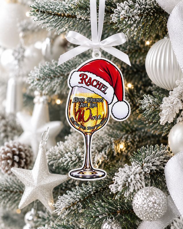 PRINT &amp; BLANK Christmas Wine Friends Personalised The Best Ones Make You Giggle UVDTF Decal &amp; Acrylic Blank