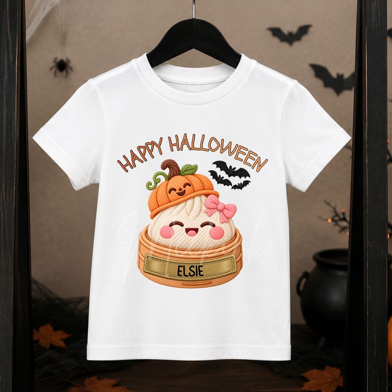 Dumpling Pumpkin Halloween Pink Bow UVDTF or DTF Decal