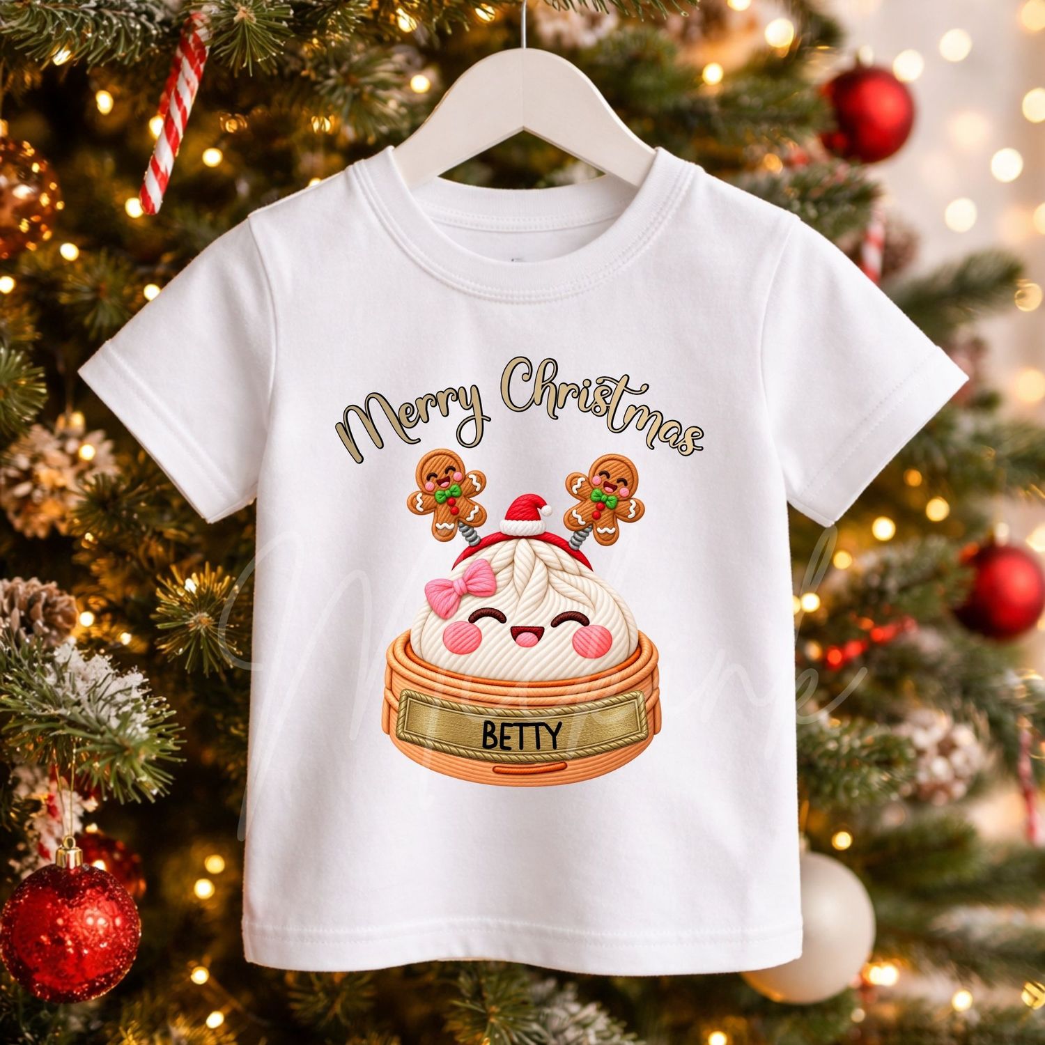Dumpling Christmas Gingerbread Boppers Pink Bow UVDTF or DTF Decal