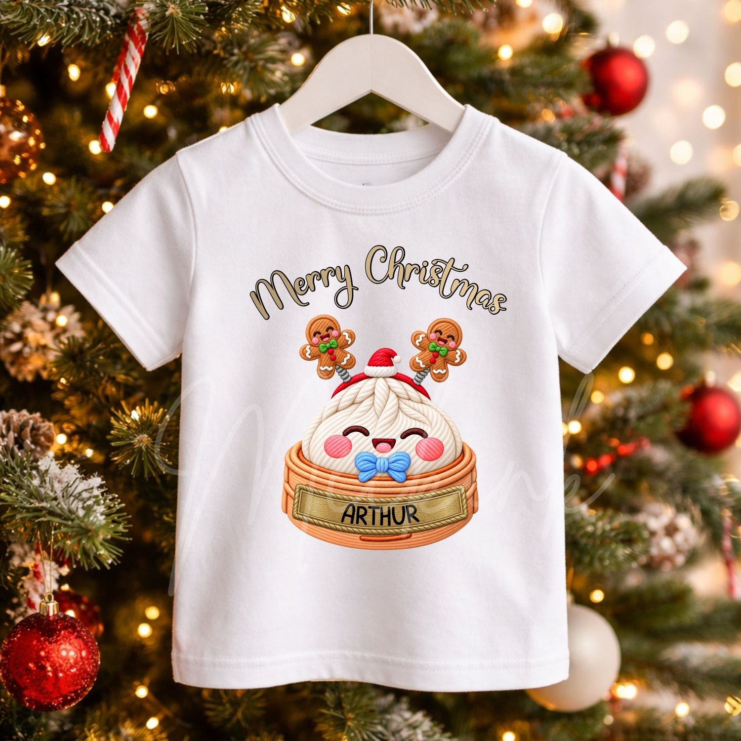 Dumpling Christmas Gingerbread Boppers Blue Bow UVDTF or DTF Decal