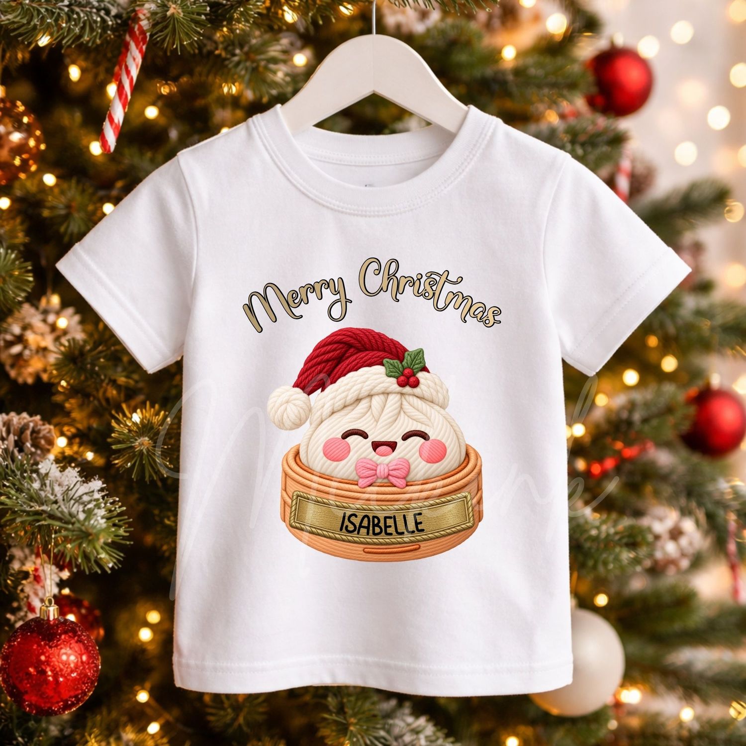 Dumpling Christmas Santa Hat Pink Bow UVDTF or DTF Decal