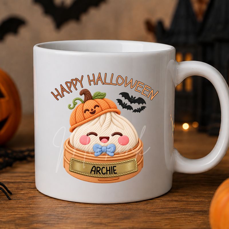 Dumpling Pumpkin Halloween Blue Dicky Bow UVDTF or DTF Decal