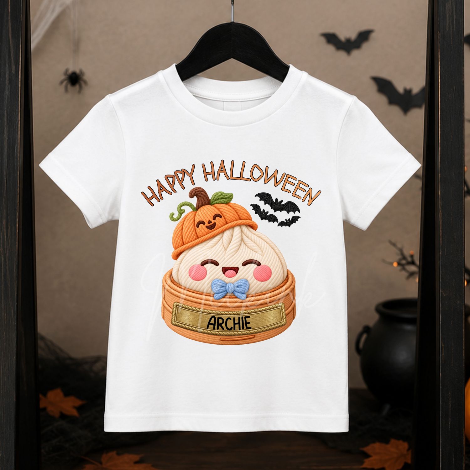 Dumpling Pumpkin Halloween Blue Dicky Bow UVDTF or DTF Decal