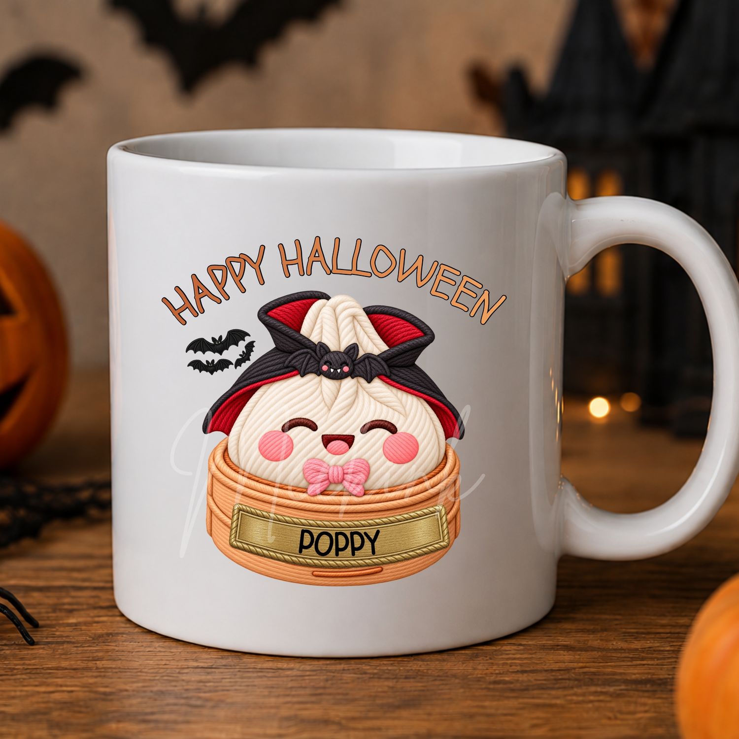Dumpling Dracula Halloween Pink Bow UVDTF or DTF Decal