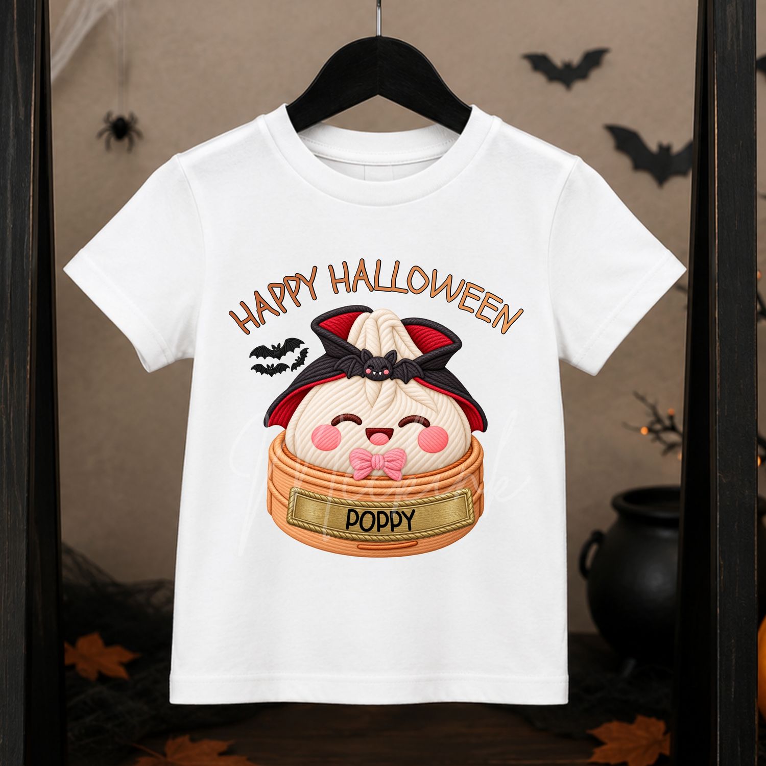 Dumpling Dracula Halloween Pink Bow UVDTF or DTF Decal