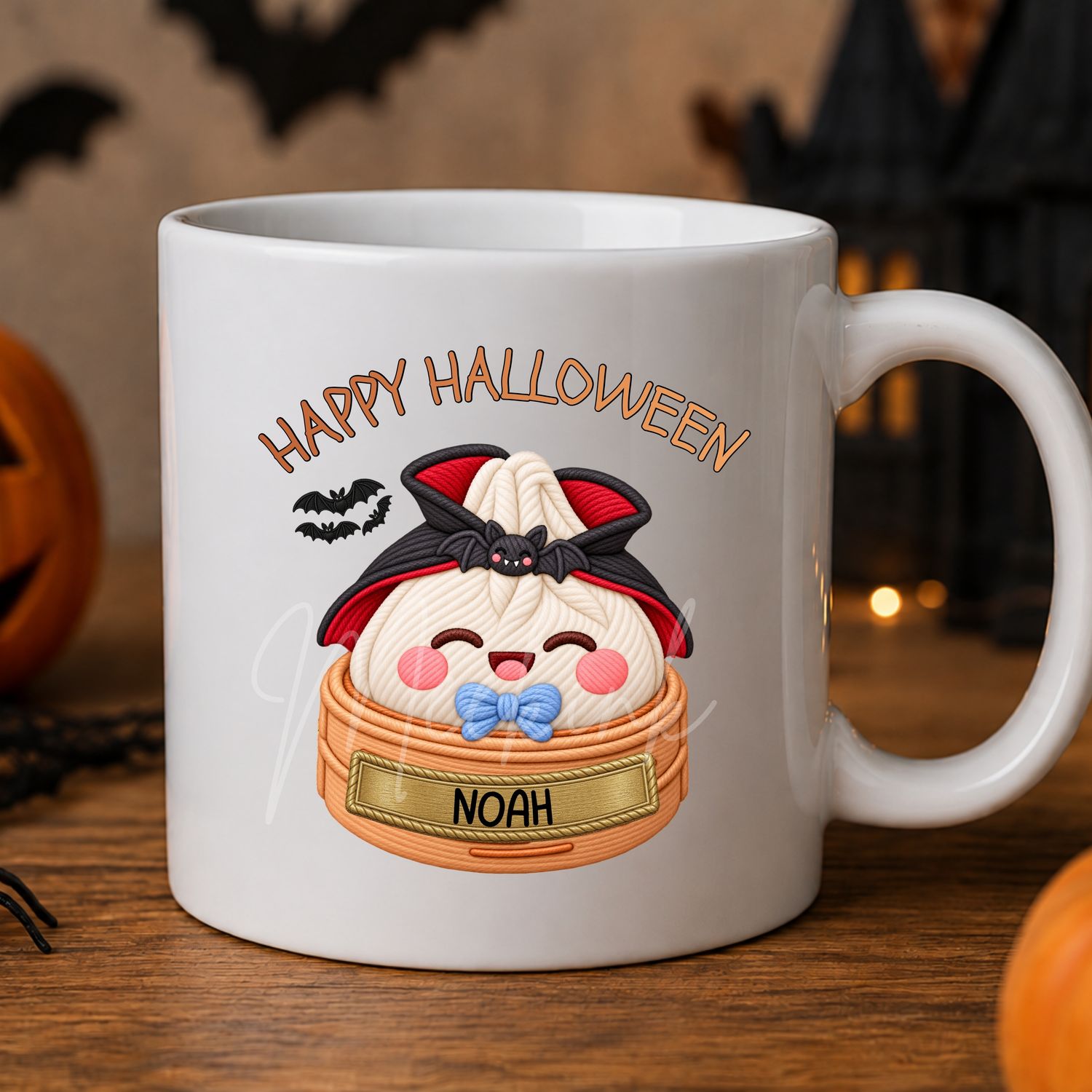Dumpling Dracula Halloween Blue Dicky Bow UVDTF or DTF Decal