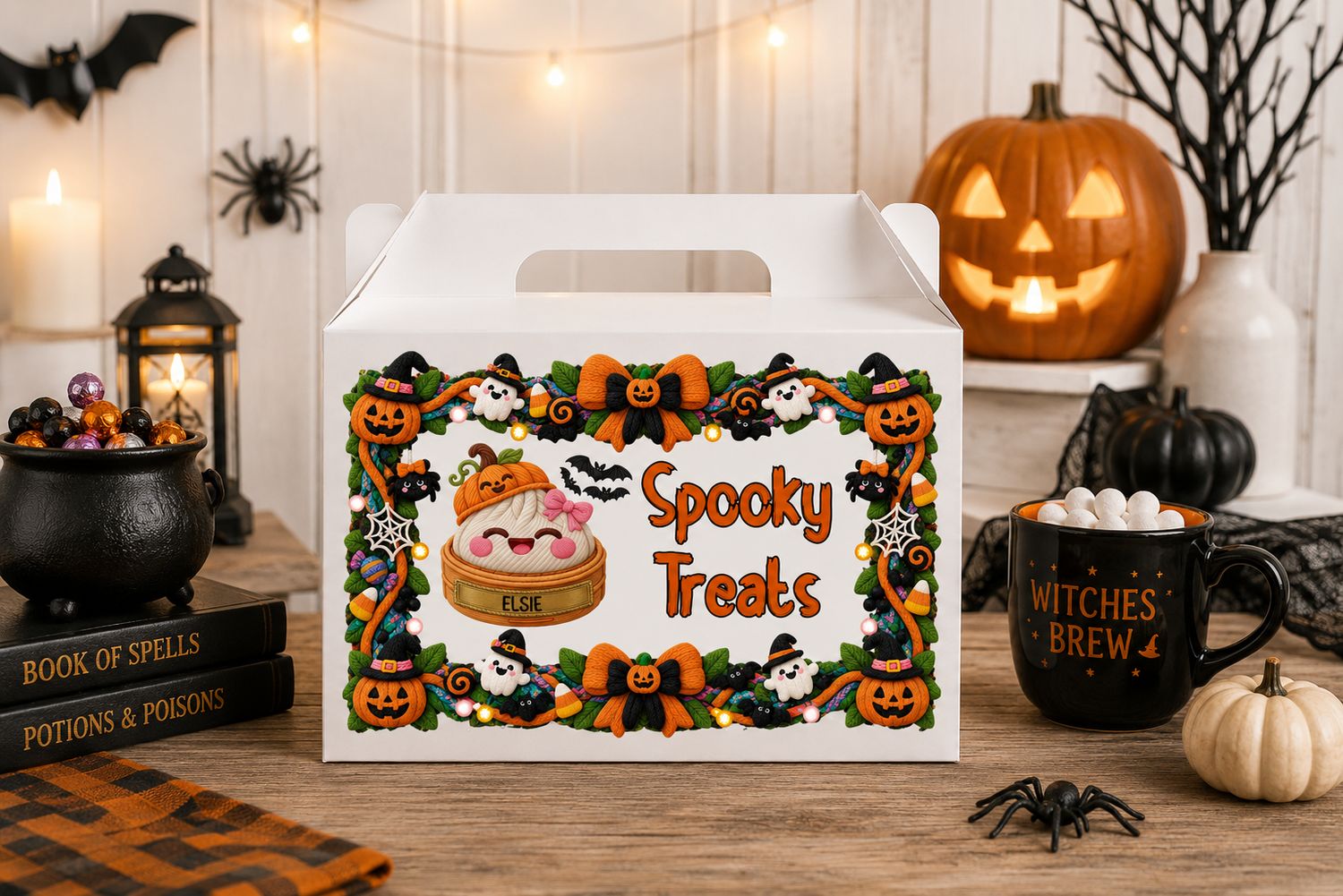 Dumpling Spooky Treats Box Decal Pink Bow