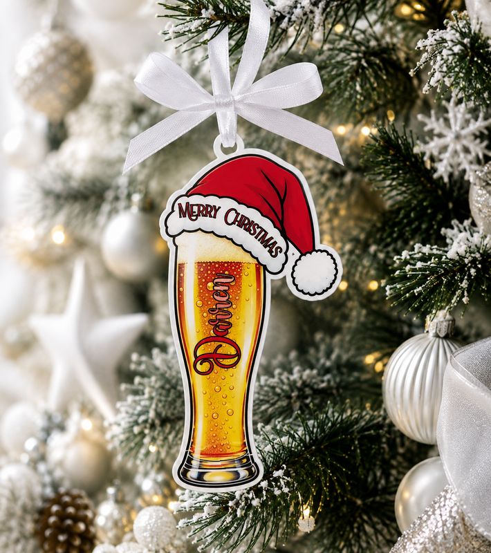 PRINT &amp; BLANK Christmas Lager Glass Personalised UVDTF Decal &amp; Acrylic Blank