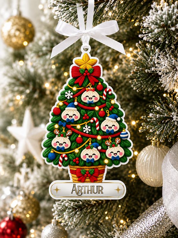 PRINT &amp; BLANK Christmas Tree Dumpling Blue Personalised UVDTF Decal &amp; Acrylic Blank