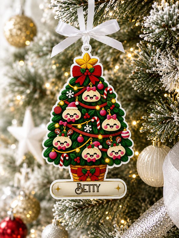 PRINT &amp; BLANK Christmas Tree Dumpling Pink Personalised UVDTF Decal &amp; Acrylic Blank