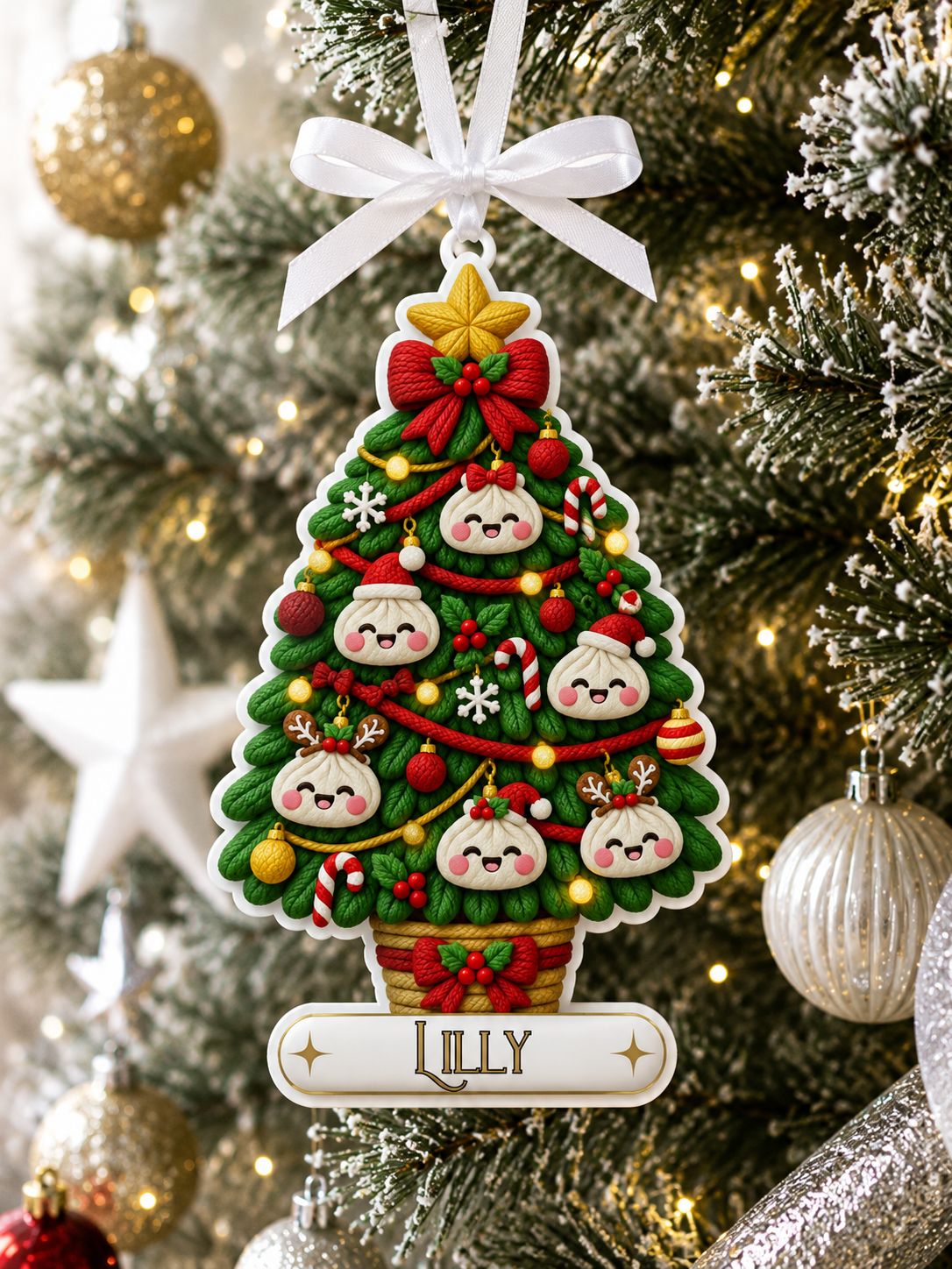 PRINT &amp; BLANK Christmas Tree Dumpling Red Personalised UVDTF Decal &amp; Acrylic Blank