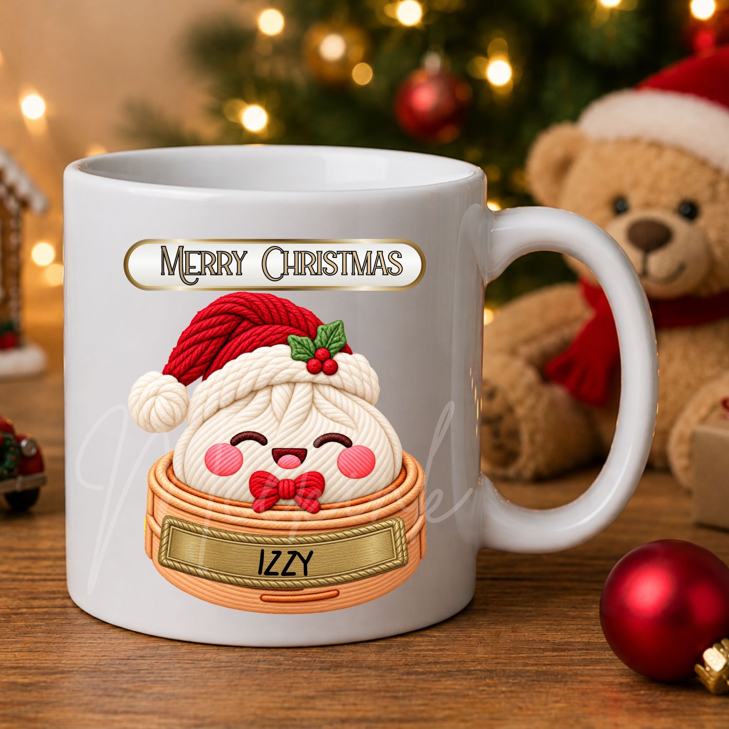 Dumpling Merry Christmas Red Personalised UVDTF or DTF Decal