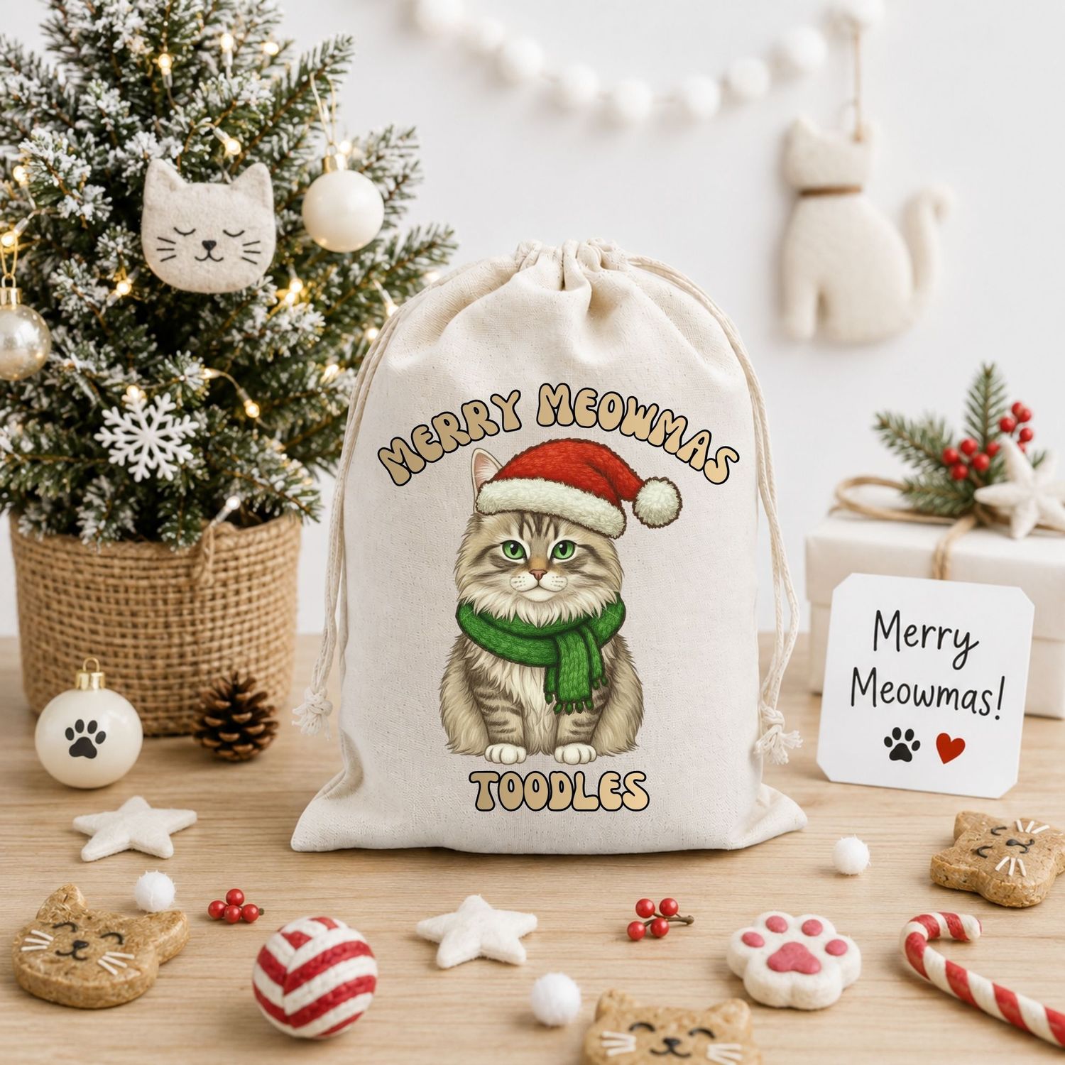 Merry Meowmas Dog 11 To Choose From UVDTF or DTF Decal