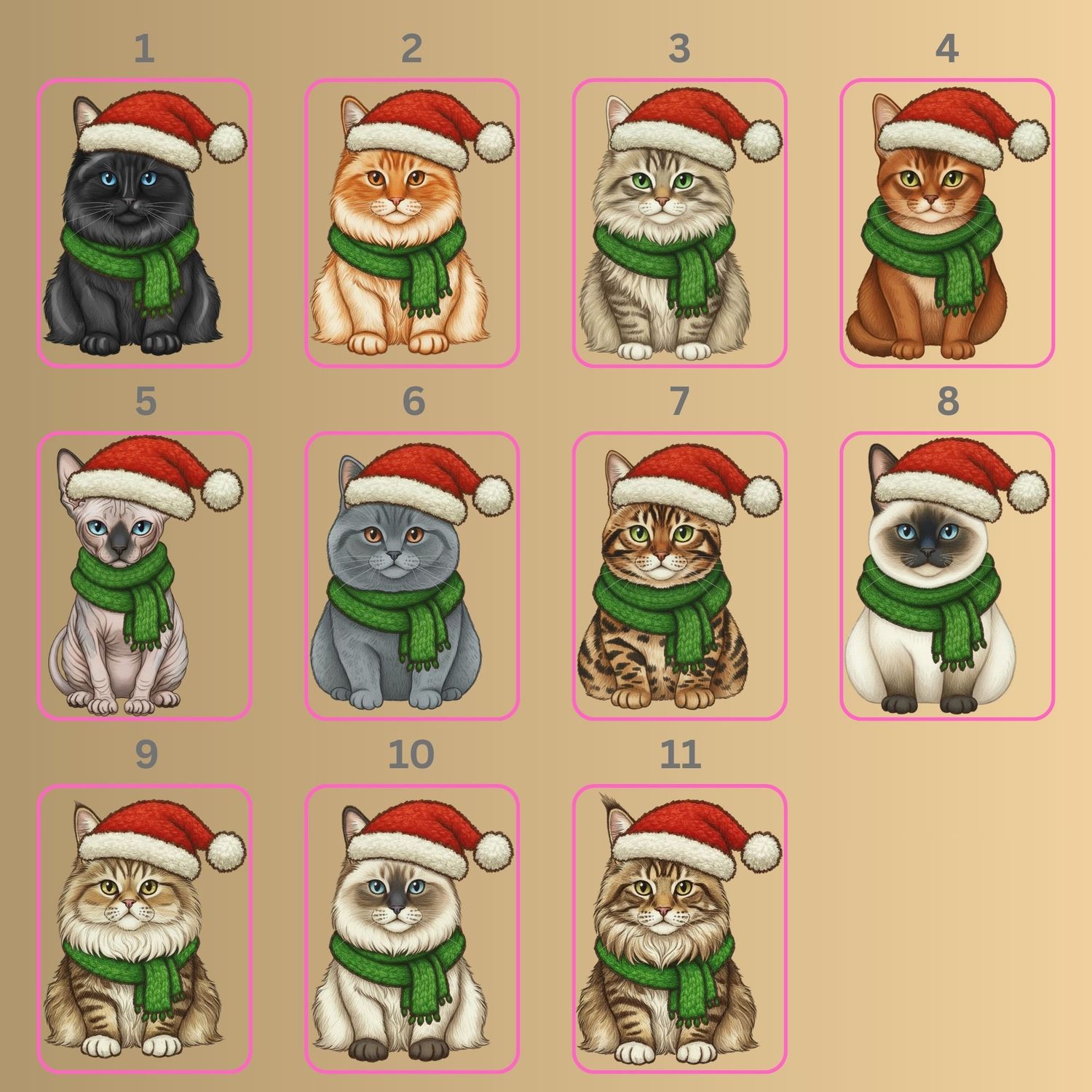 Merry Meowmas Dog 11 To Choose From UVDTF or DTF Decal