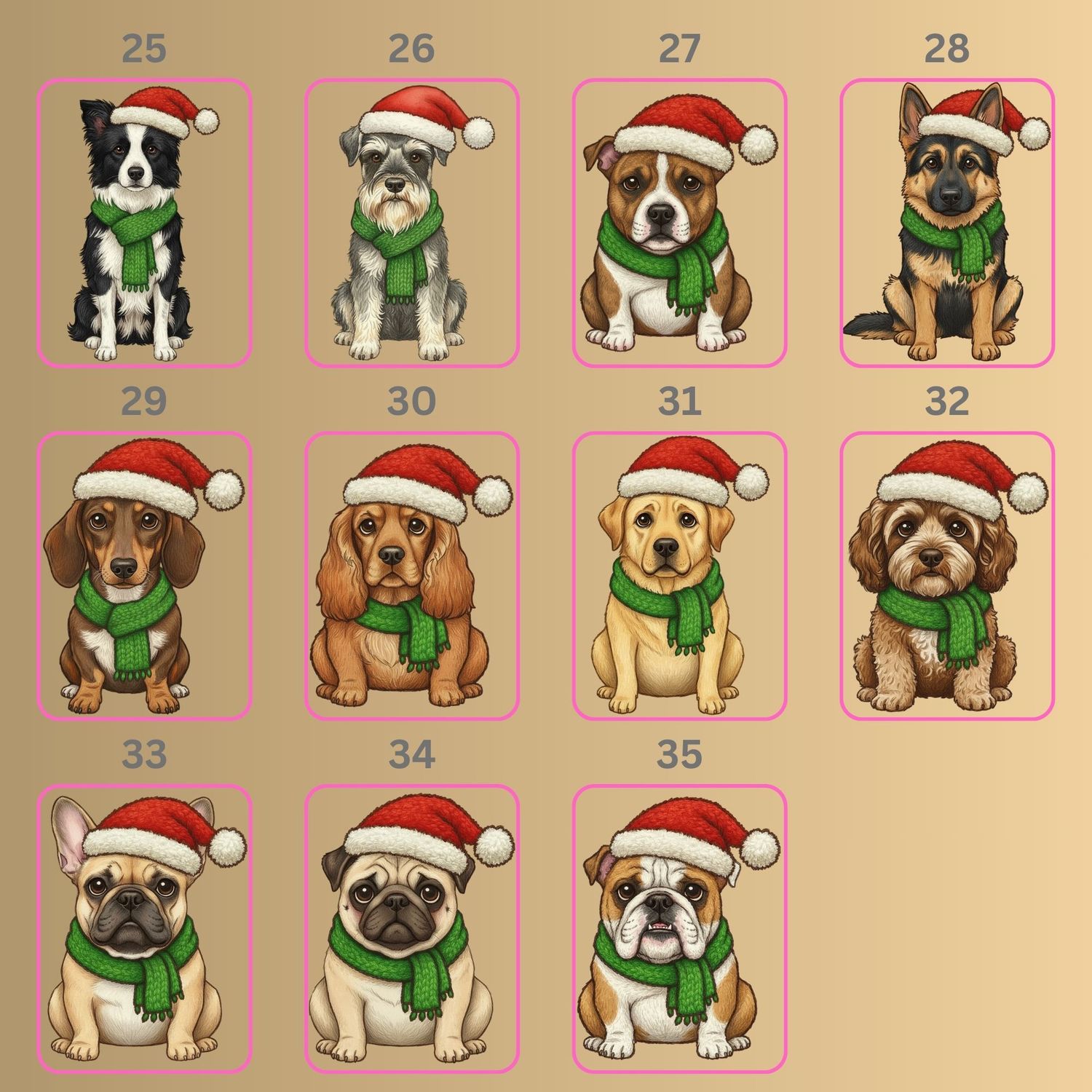 Merry Woofmas Dog 35 Breed's To Choose From UVDTF or DTF Decal