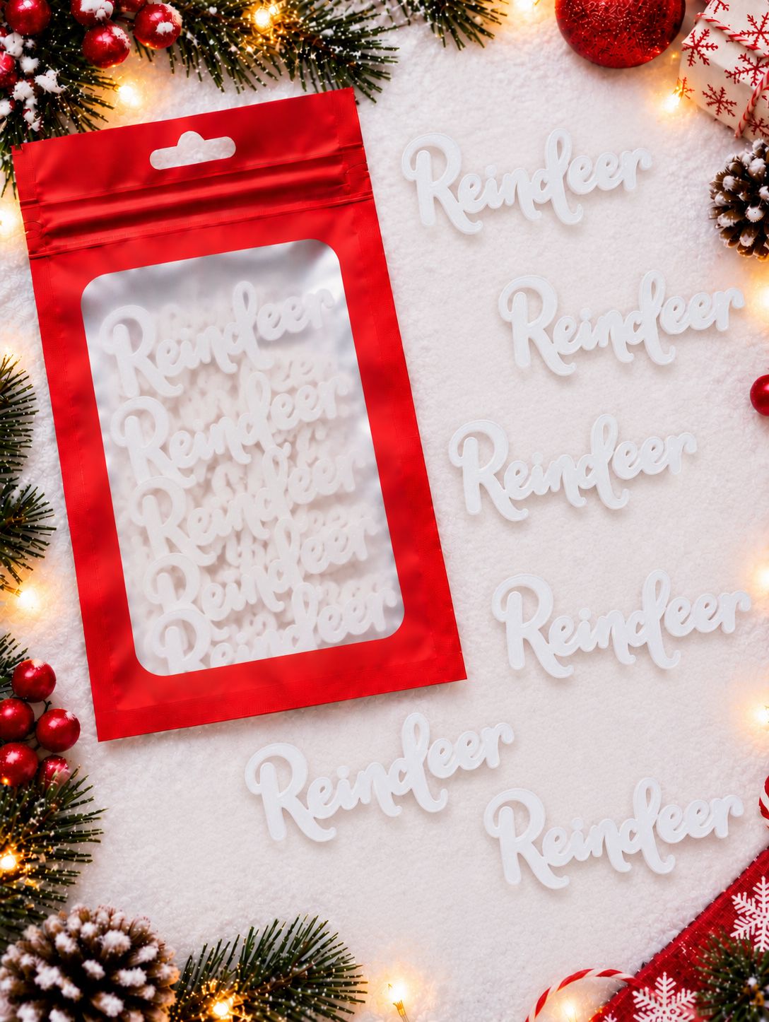 Reindeer Word Acrylic Or Wood Pack Of 10