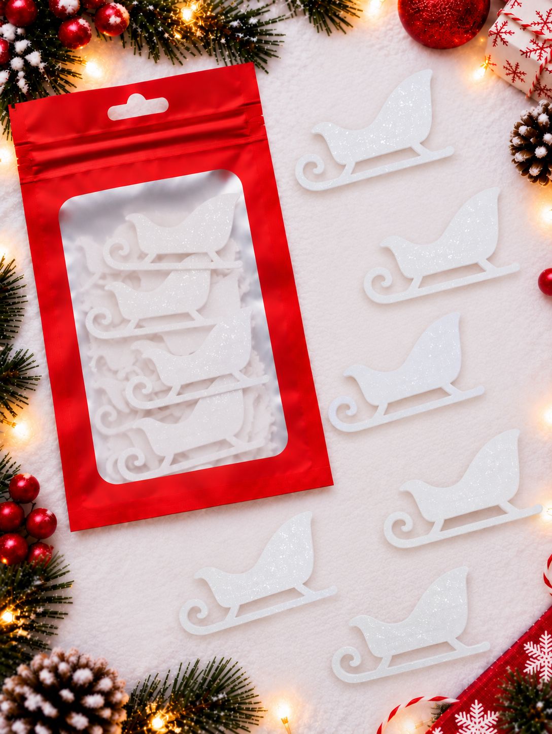 Sleigh Shape Acrylic Or Wood Pack Of 10
