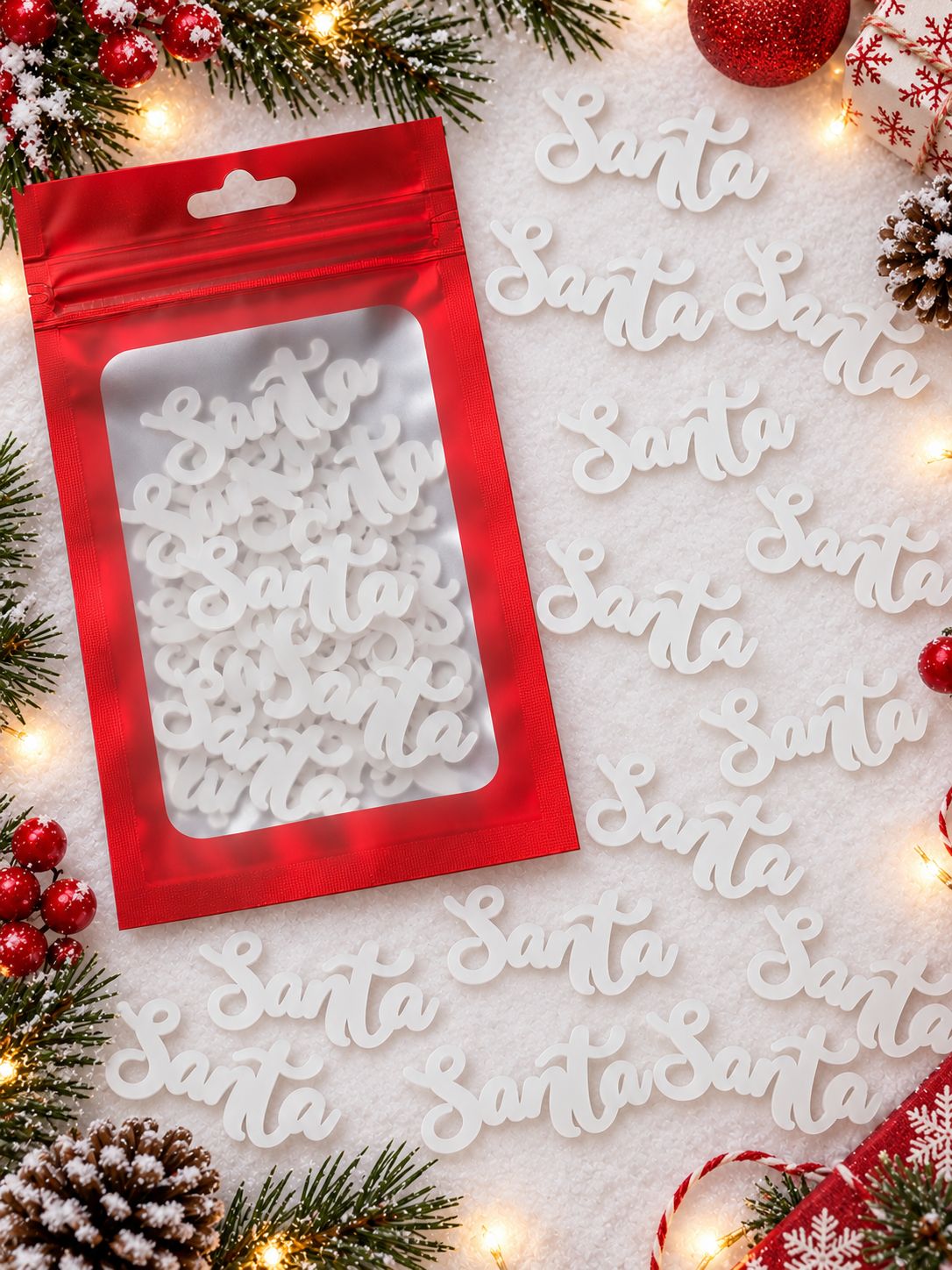 Santa Word Acrylic Or Wood Pack Of 10