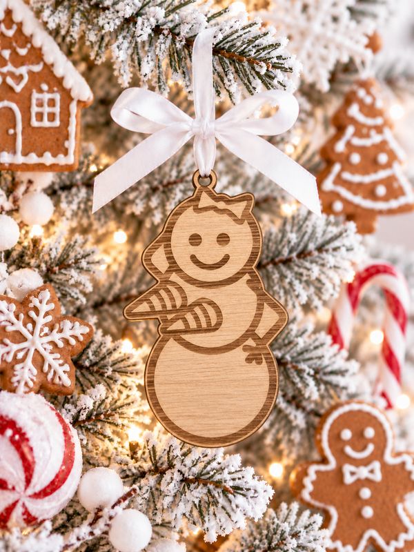 Rude Gingerbread Design 4 Hanging Ornament - 4mm Oak Veneered MDF
