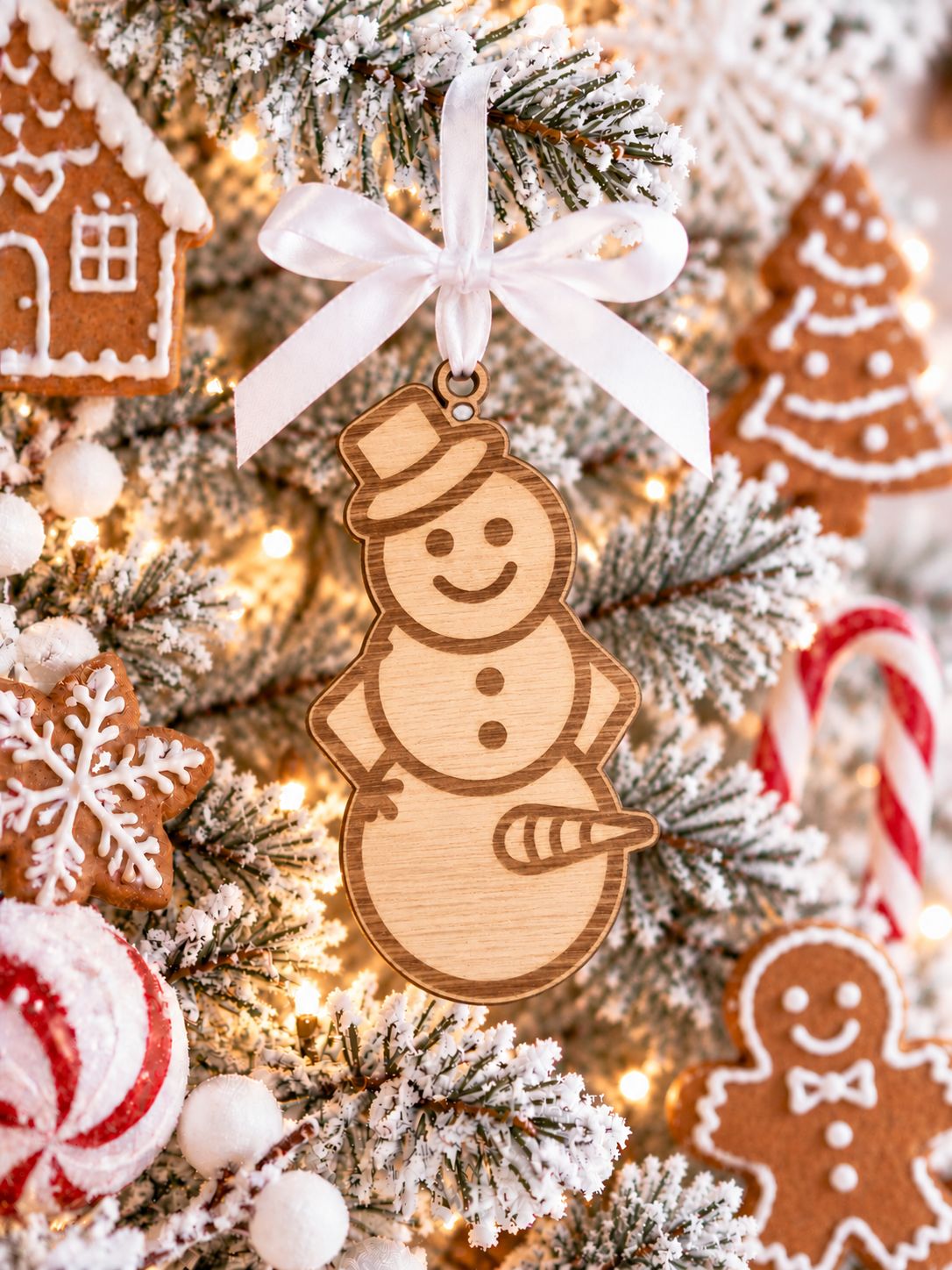 Rude Gingerbread Design 5 Hanging Ornament - 4mm Oak Veneered MDF