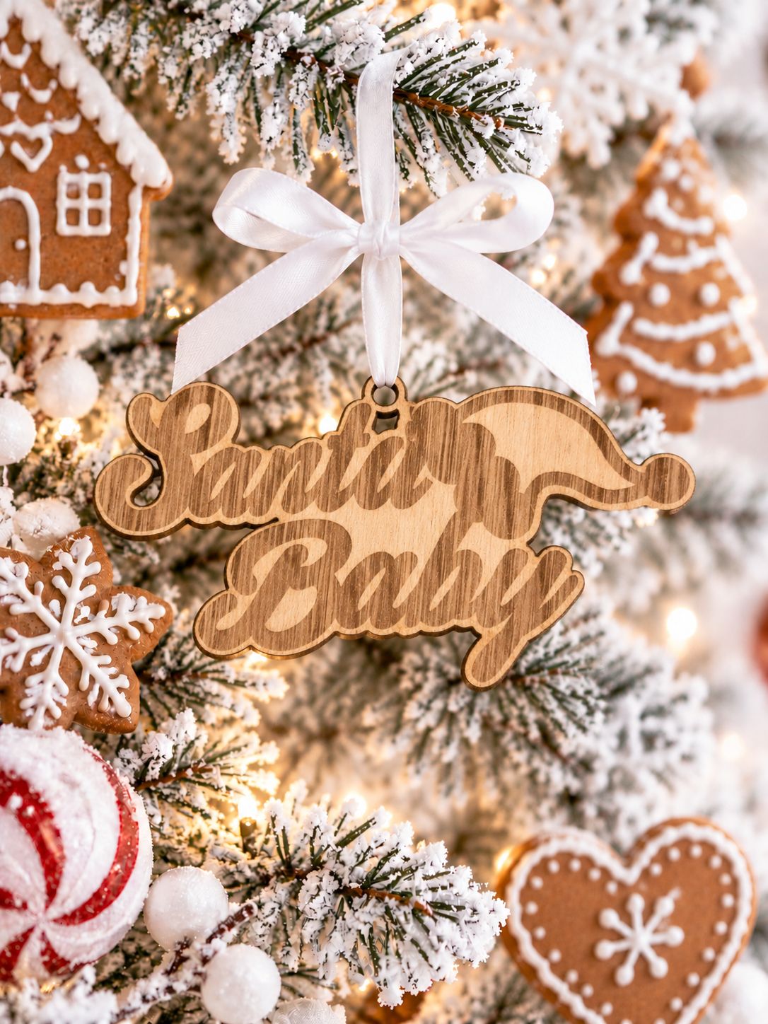Santa Baby Hanging Ornament - 4mm Oak Veneered MDF