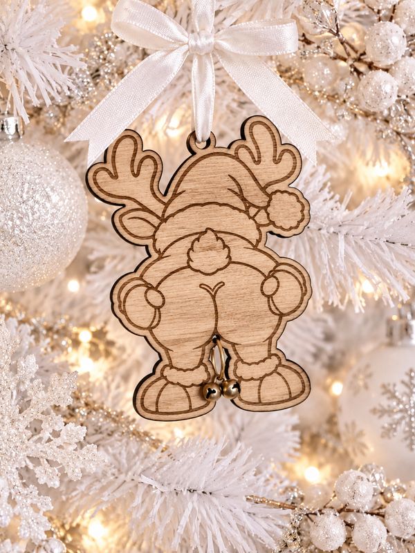 Jingle Balls Reindeer Hanging Ornament - 4mm Oak Veneered MDF