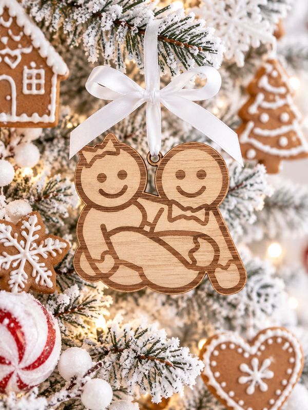 Rude Gingerbread Design 1 Hanging Ornament - 4mm Oak Veneered MDF